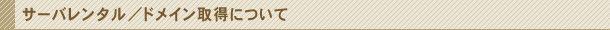 サーバレンタル/ドメイン取得について